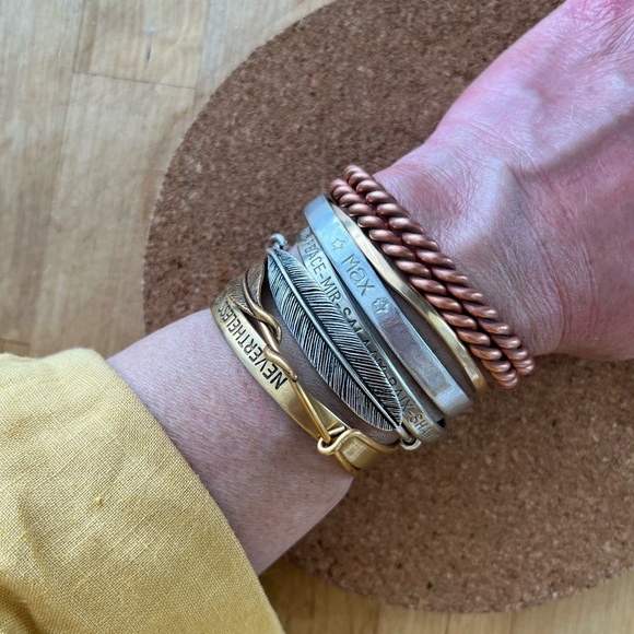 Pair of Handmade Rope-Style Solid Copper Cuff Bangle Bracelets - Picture 5 of 6